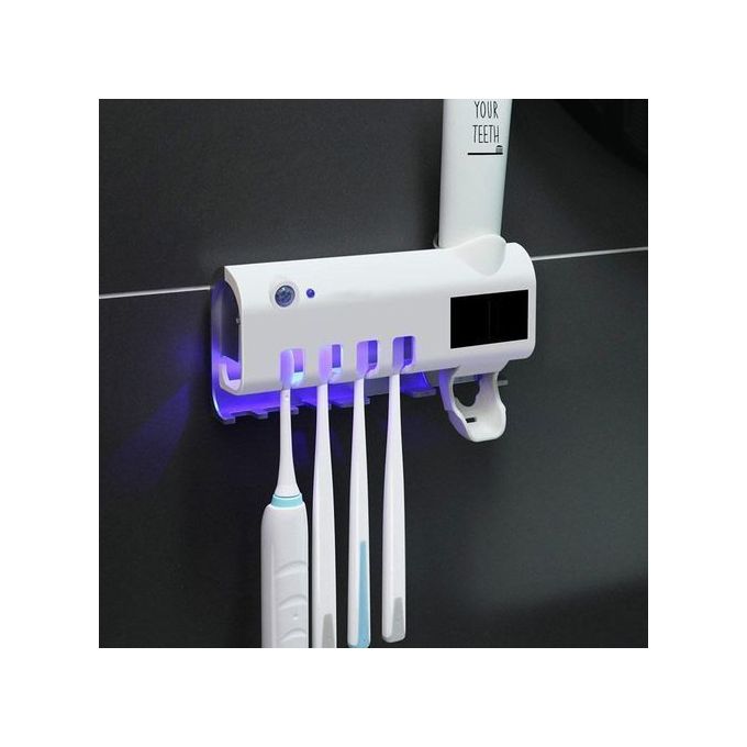 Porte-brosse à dents et distributeur de dentifrice automatique avec stérilisateur UV - NEW