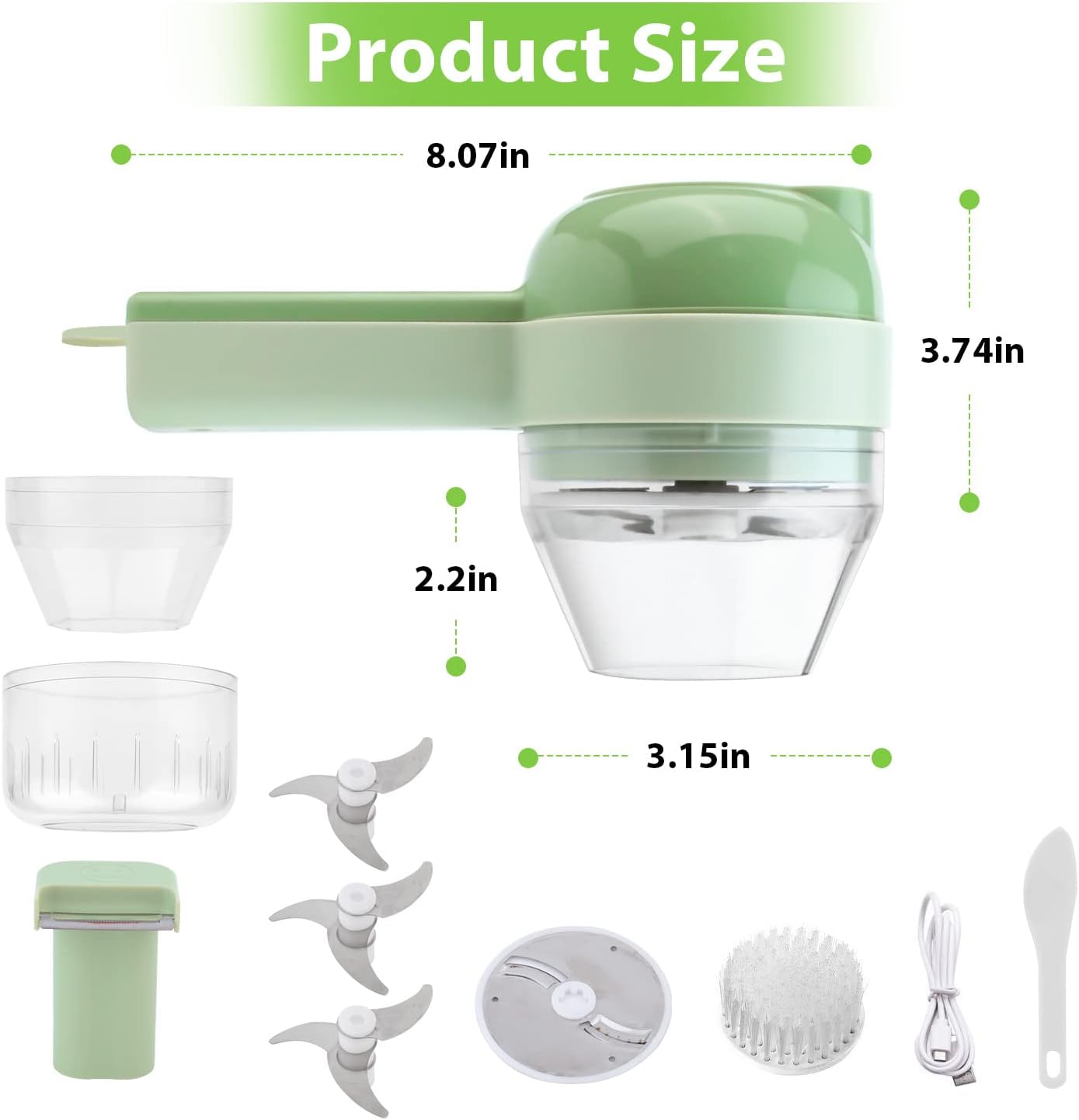 Mini hachoir à Légumes Électrique USB 4 en 1, sans fil