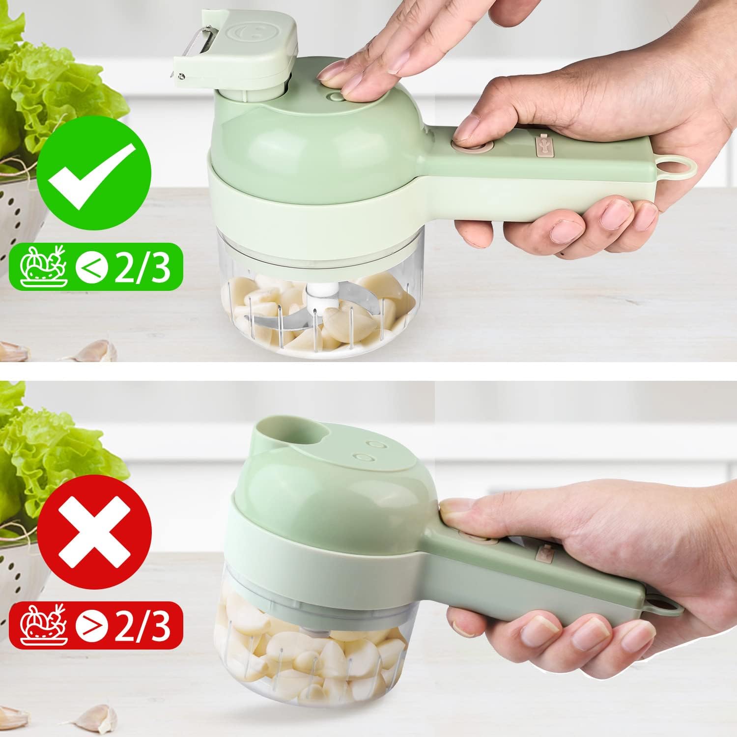 Mini hachoir à Légumes Électrique USB 4 en 1, sans fil