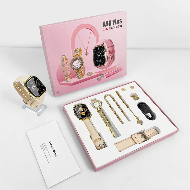 SMARTWATCH A58 PLUS AVEC BIJOUX EN ACIER INOXIDABLE