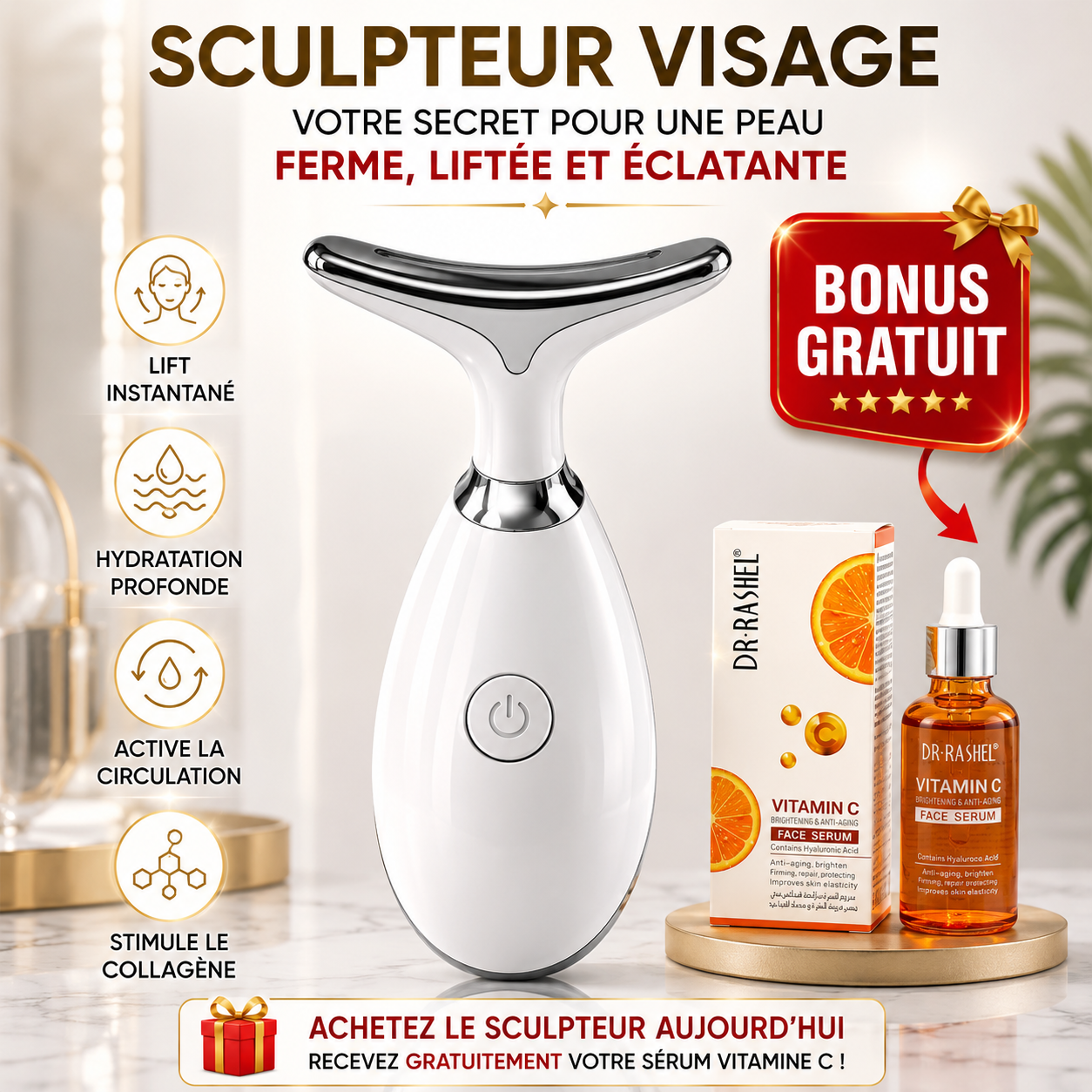 Sculpteur du Cou et visage ( Sérum vitamine C Offert )